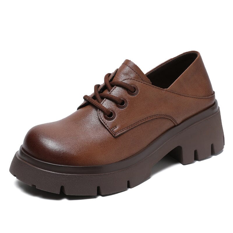 Spring Autumn Retro Soft Leather Wedge Casual Shoes