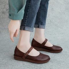 Spring Handmade Retro Leather Buckle Casual Shoes