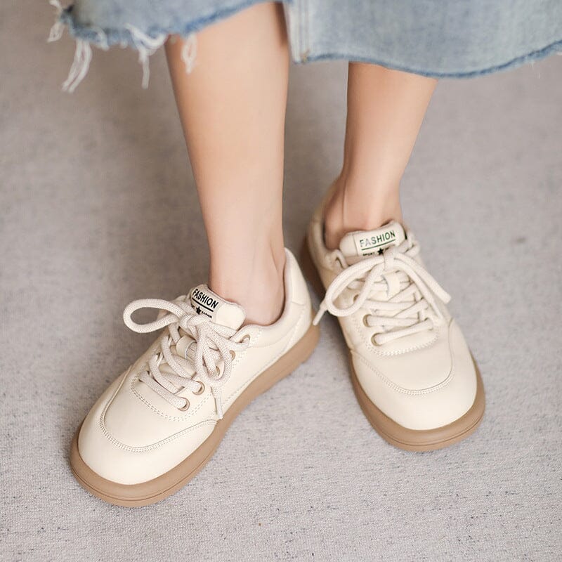 Spring Minimalist Leather Flat Casual Shoes