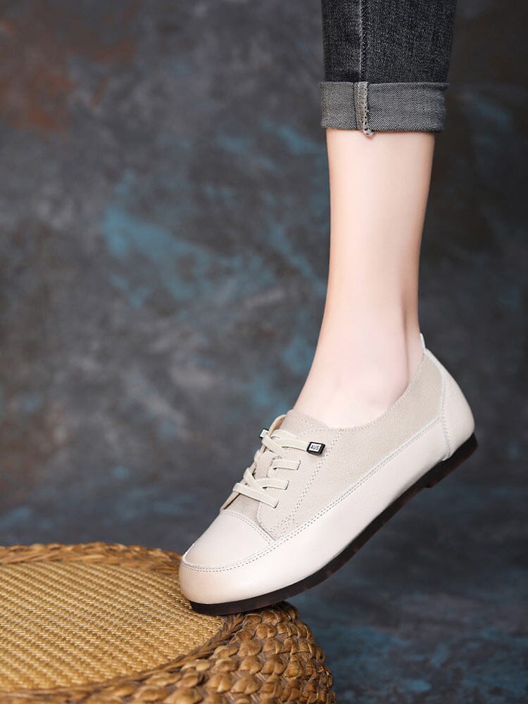 Spring Minimalist Leather Flat Casual Shoes