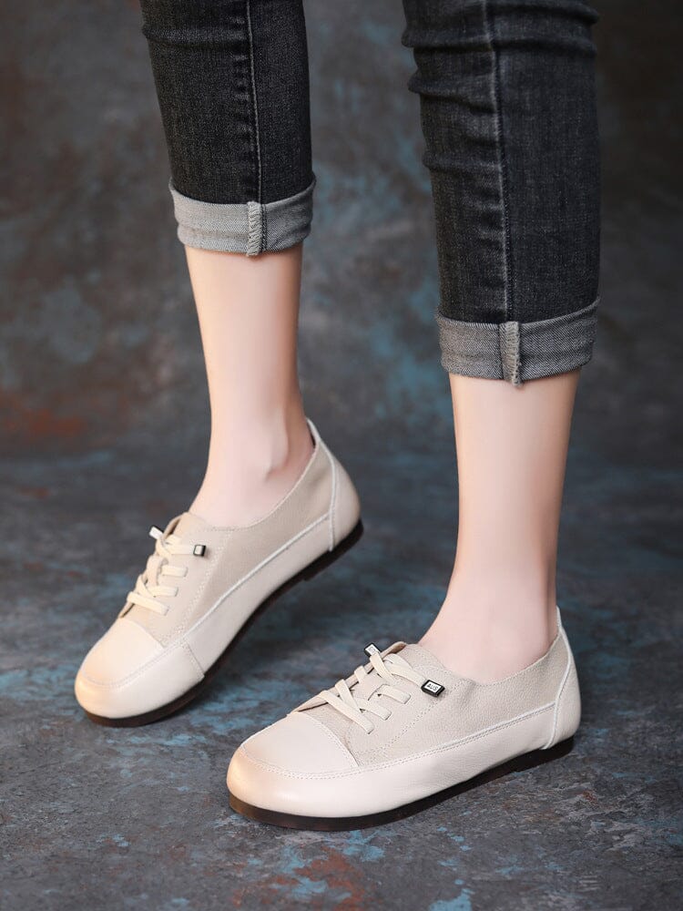 Spring Minimalist Leather Flat Casual Shoes