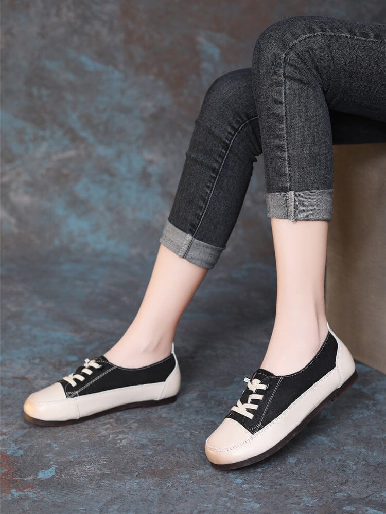 Spring Minimalist Leather Flat Casual Shoes