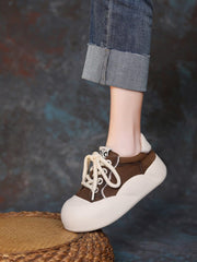 Spring Minimalist Leathier Thick Soled Flat Casual Shoes