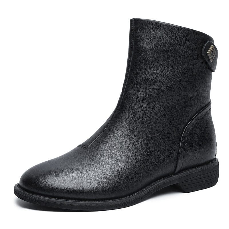 Spring Minimalist Soft Black Leather Boots