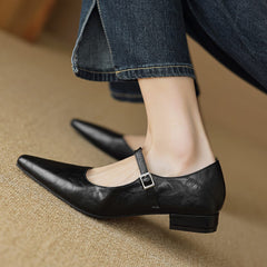 Spring Minimalist Solid Leather Casual Shoes