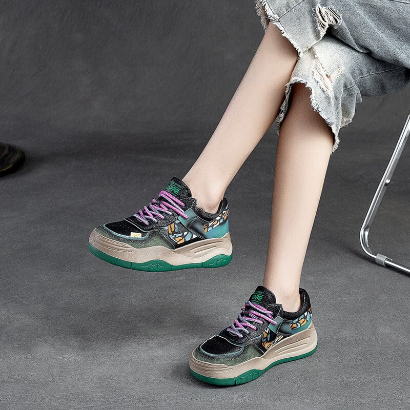 Spring Retro Color Matching Lace-Up Casual Shoes