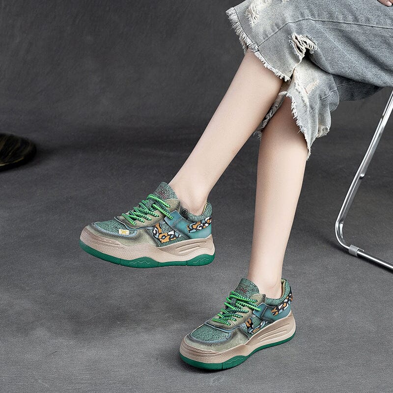 Spring Retro Color Matching Lace-Up Casual Shoes