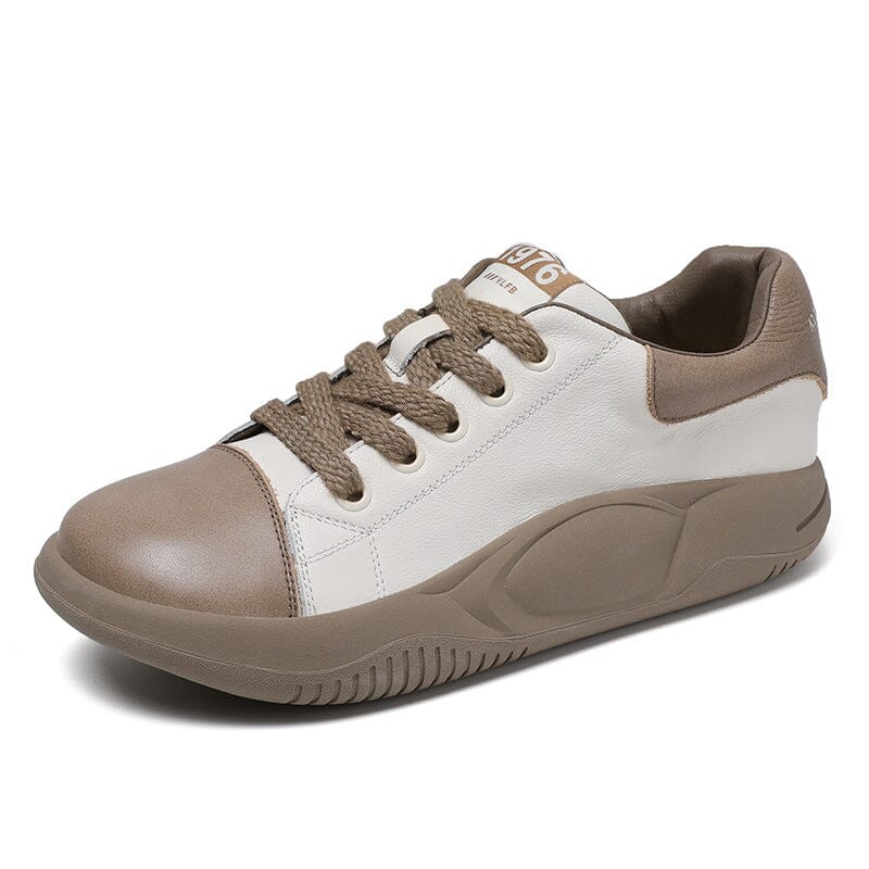 Spring Retro Color Matching Leather Casual Shoes