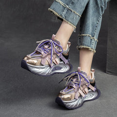 Spring Retro Color Matching Platform Casual Shoes