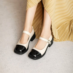 Spring Retro Glossy Leather Lug Sole Casual Shoes