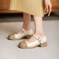 Spring Retro Glossy Leather Lug Sole Casual Shoes