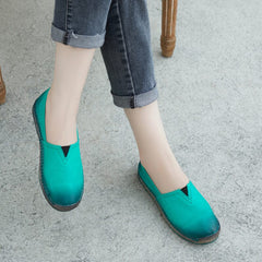 Spring Retro Handamade Leather Flat Casual Shoes