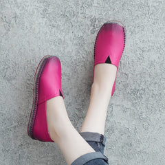 Spring Retro Handamade Leather Flat Casual Shoes