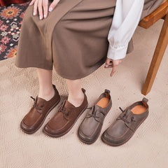 Spring Retro Handmade Leather Soft Flat Casual Shoes