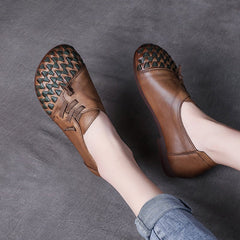 Spring Retro Handmade Leather Soft Sole Casual Shoes