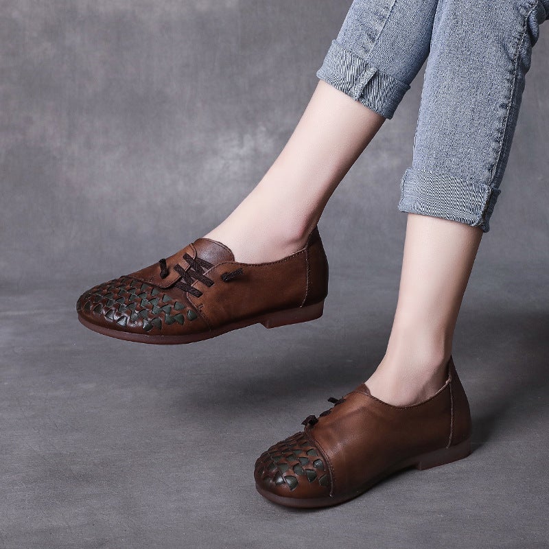 Spring Retro Handmade Leather Soft Sole Casual Shoes