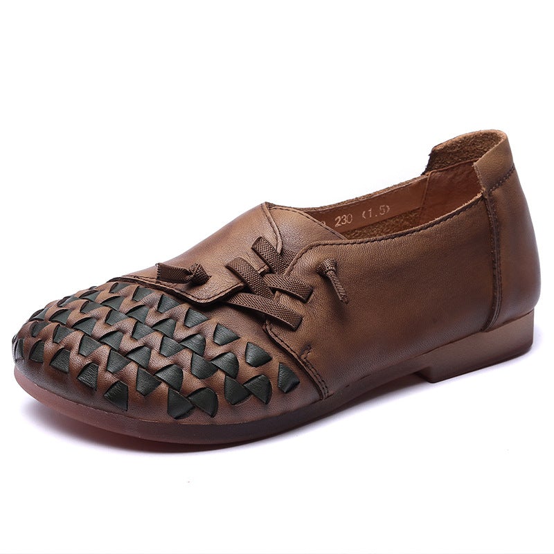 Spring Retro Handmade Leather Soft Sole Casual Shoes