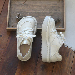 Spring Retro Leather Solid Patchwork Thick Sole Casual Shoes