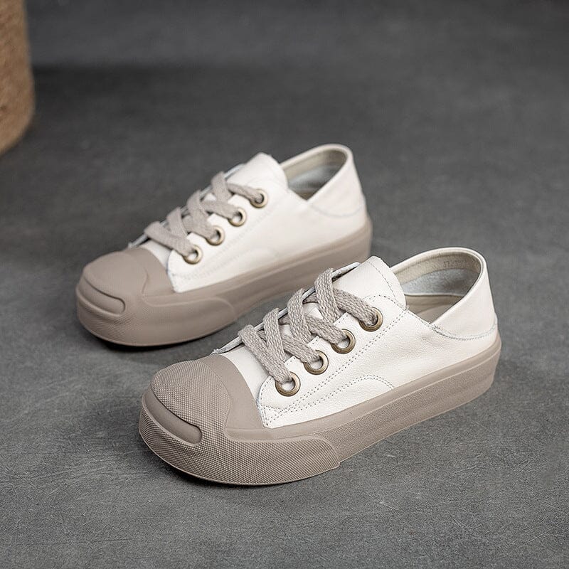 Spring Retro Leather Thick Soled Casual Shoes