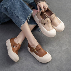 Spring Retro Minimalist Leather Flat Casual Shoes