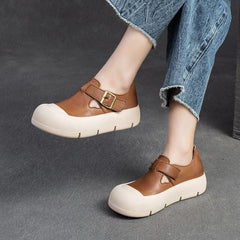 Spring Retro Minimalist Leather Flat Casual Shoes