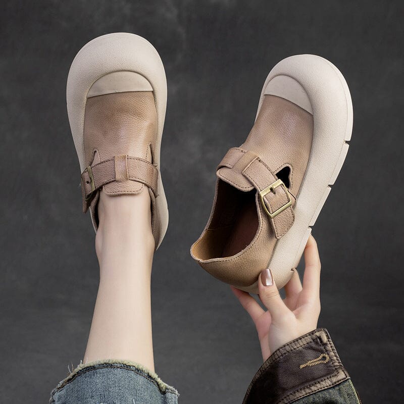 Spring Retro Minimalist Leather Flat Casual Shoes