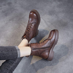 Spring Retro Minimalist Soft Leather Casual Boots