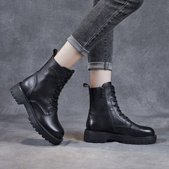 Spring Retro Minimalist Soft Leather Casual Boots