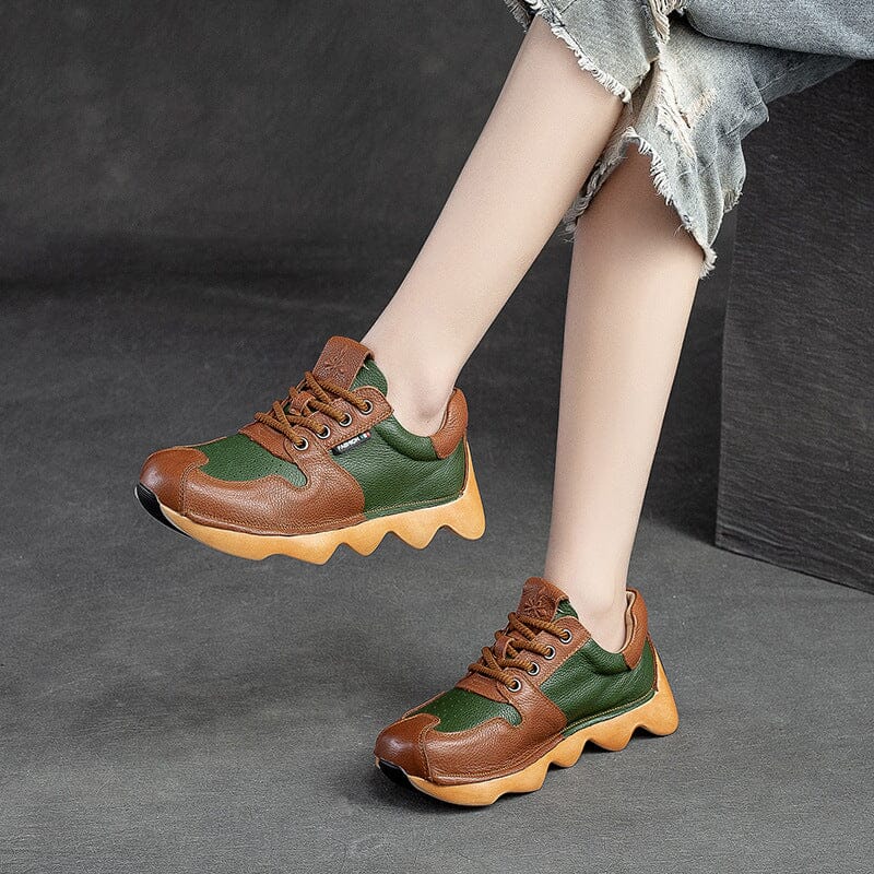 Spring Retro Patchwork Leather Casual Shoes