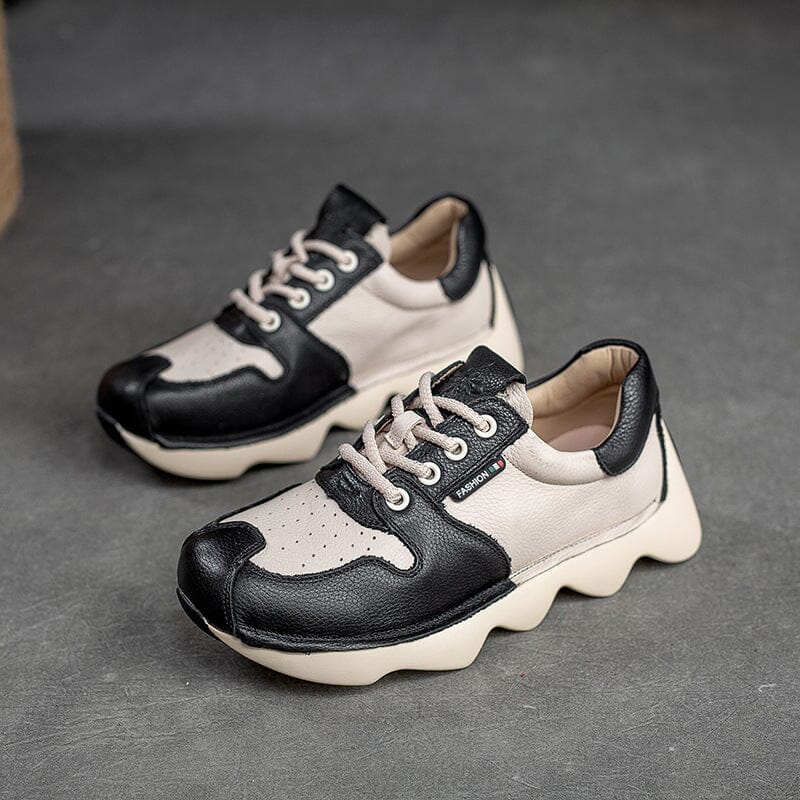 Spring Retro Patchwork Leather Casual Shoes