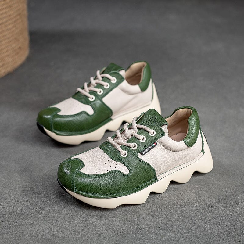 Spring Retro Patchwork Leather Casual Shoes