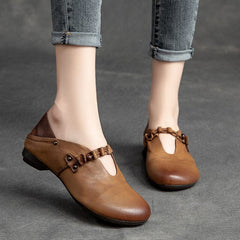 Spring Retro Soft Leather Flat Casual Shoes