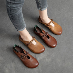 Spring Retro Soft Leather Flat Casual Shoes