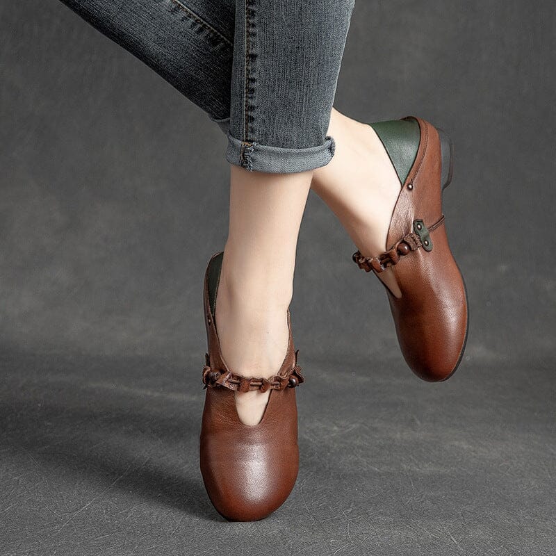 Spring Retro Soft Leather Flat Casual Shoes