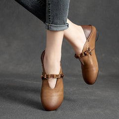 Spring Retro Soft Leather Flat Casual Shoes