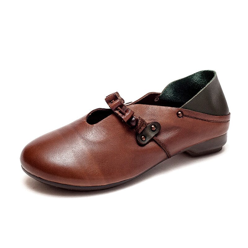 Spring Retro Soft Leather Flat Casual Shoes