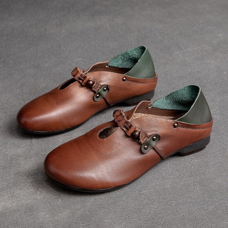 Spring Retro Soft Leather Flat Casual Shoes