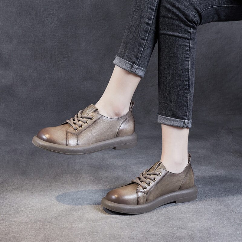 Spring Retro Soft Leather Flat Casual Shoes