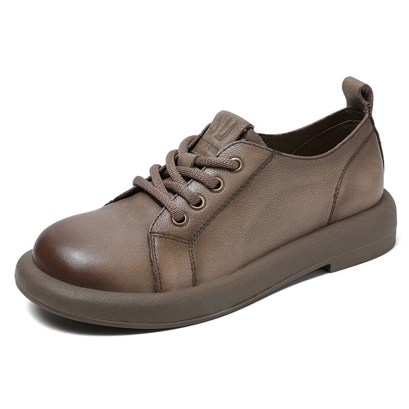 Spring Retro Soft Leather Flat Casual Shoes