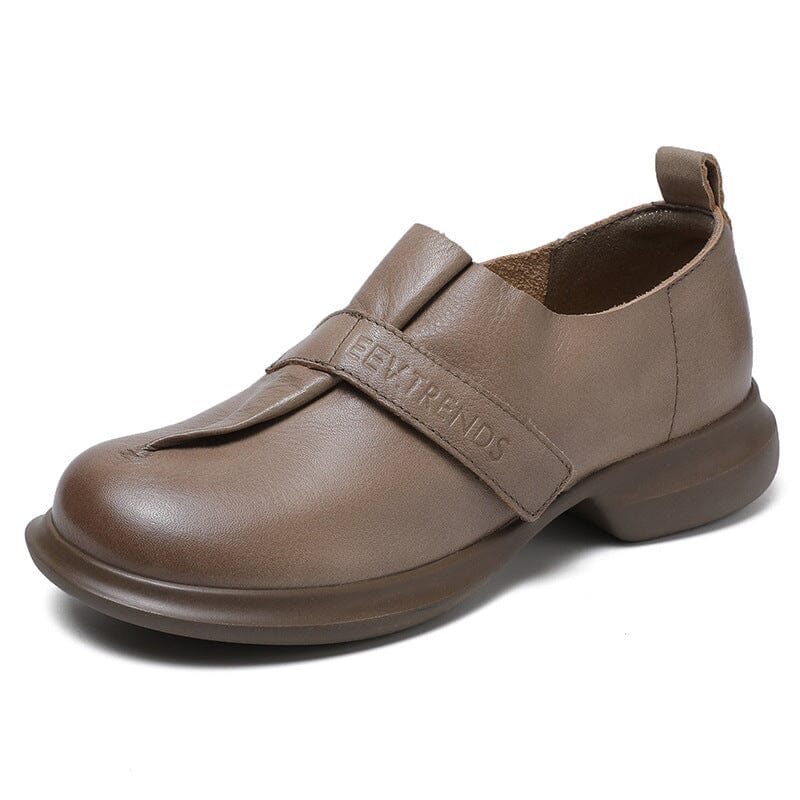 Spring Retro Soft Leather Velcro Casual Shoes