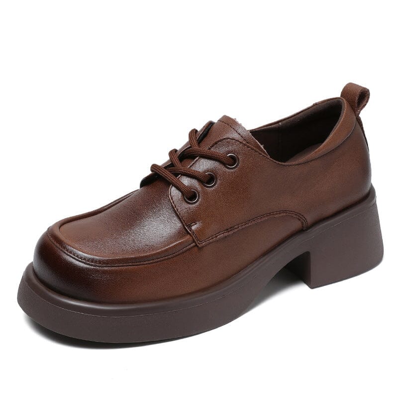 Spring Retro Soft Leather Wedge Casual Shoes