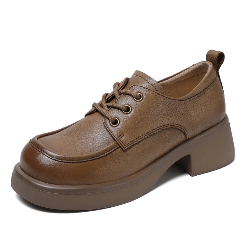 Spring Retro Soft Leather Wedge Casual Shoes