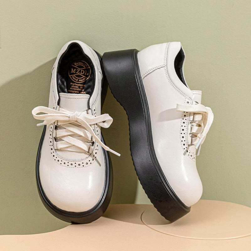 Spring Retro Solid Leather Casual Shoes