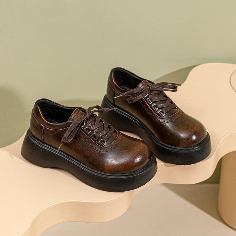 Spring Retro Solid Leather Casual Shoes