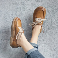 Spring Retro Solid Soft Leather Casual Shoes