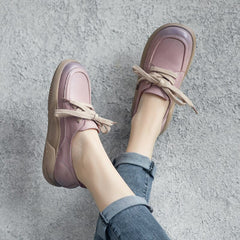 Spring Retro Solid Soft Leather Casual Shoes