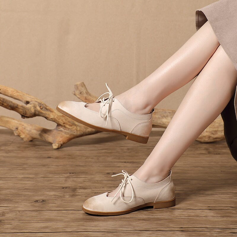 Spring Summer Handmade Leather Hollow Casual Shoes