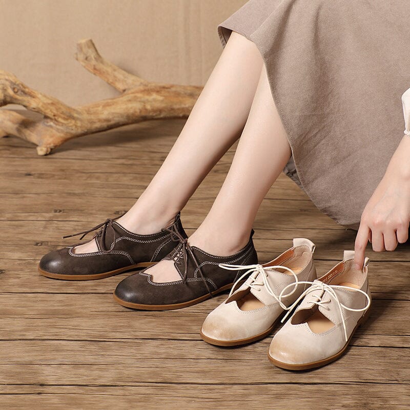 Spring Summer Handmade Leather Hollow Casual Shoes