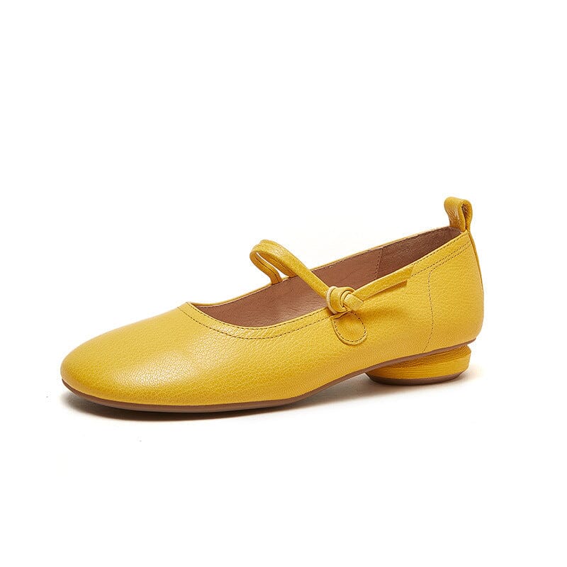 Spring Summer Leather Low Heel Casual Shoes