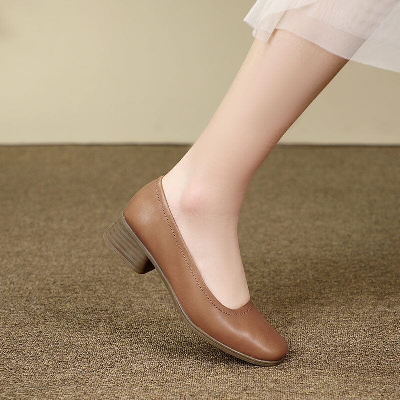 Spring Summer Retro Leather Pump Casual Shoes